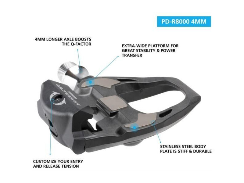 SHIMANO PD-R8000 Ultegra SPD-SL Road pedals, carbon, 4mm longer axle click to zoom image