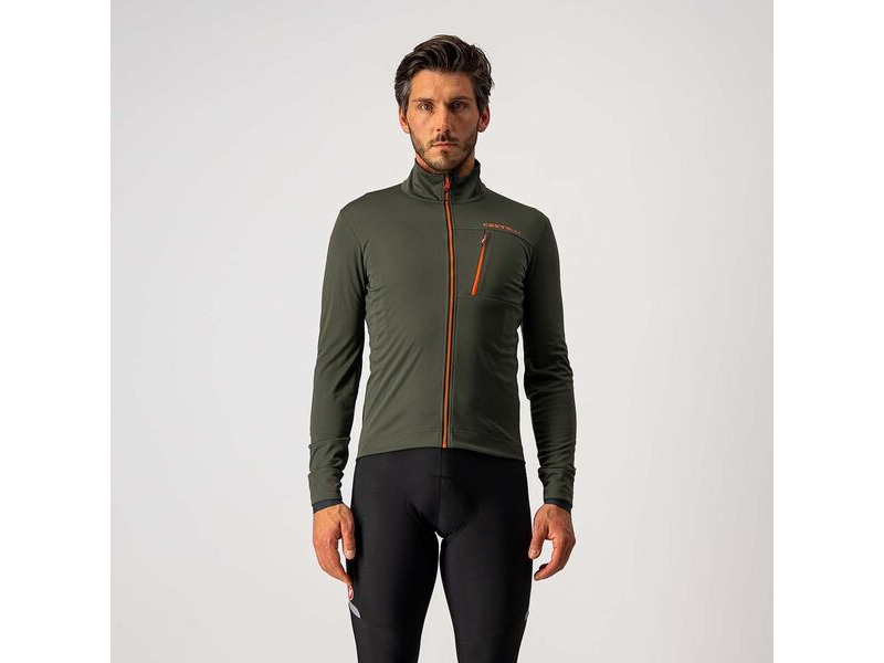 Castelli Go Jacket Military Green/Fiery Red click to zoom image