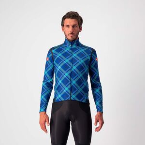Castelli Perfetto RoS Long Sleeve Jacket - Limited Edition Prints Ocean Blue/Malachite Green Plaid 
